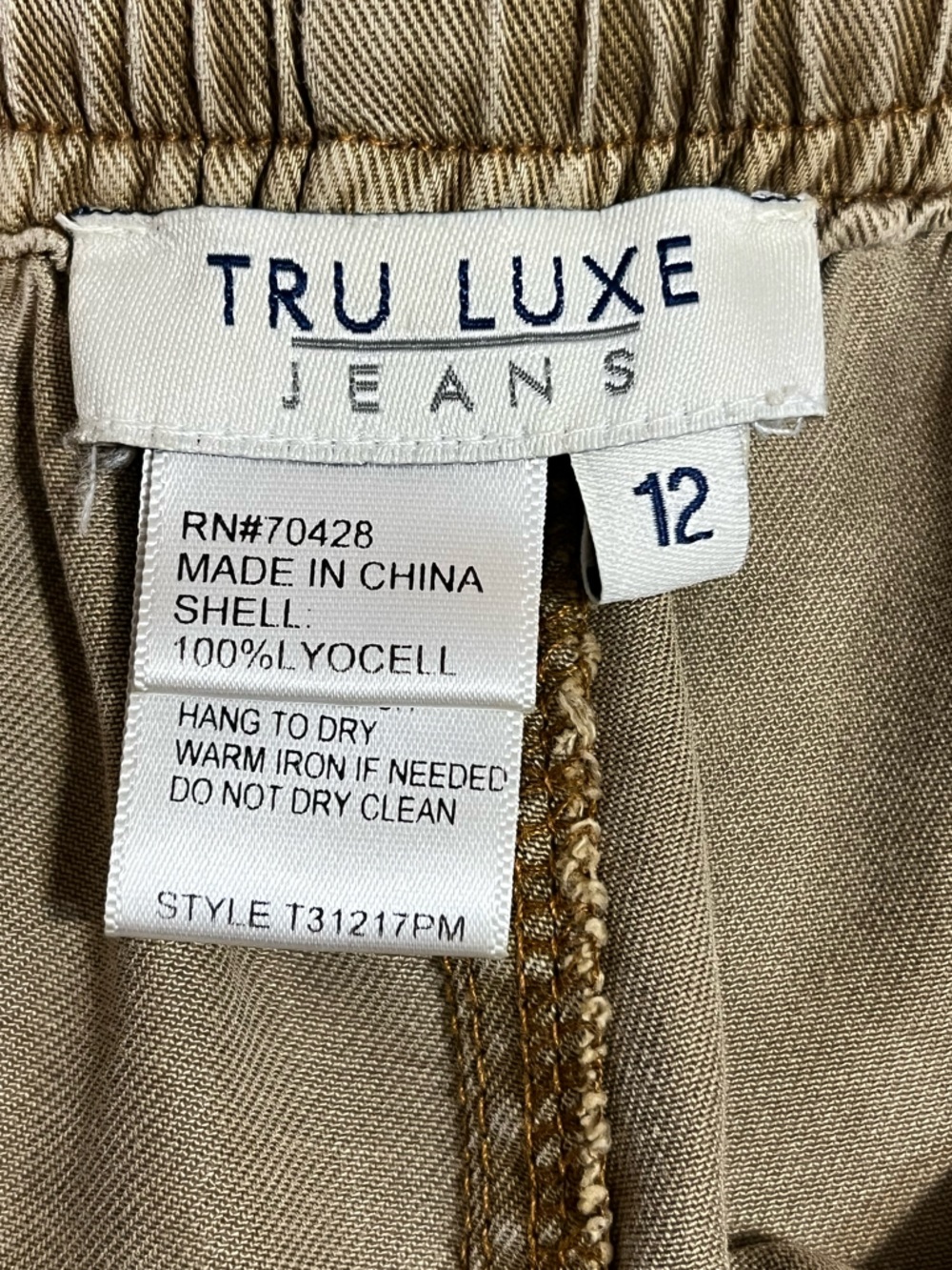 Tru Luxe Jeans Tan Side Stripe Boho Relaxed-Fit Utility Joggers size 12 - Picture 8 of 14